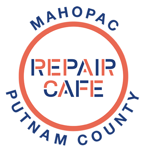 Mahopac Repair Cafe logo, a red circle with the words "Repair Cafe" in the center, and Mahopac, Putnam County on the circle's perimeter